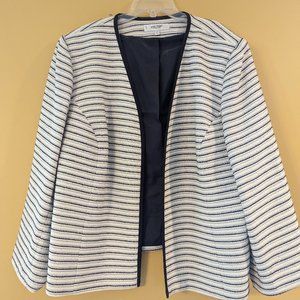 White Blazer with Thin Black and Silver accent stripes